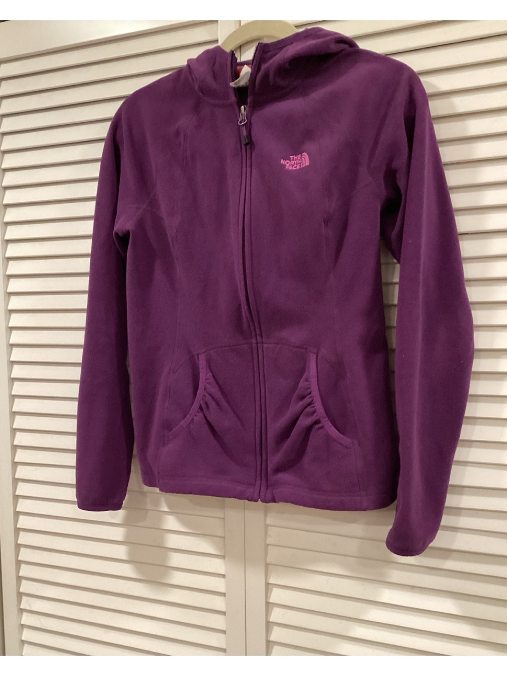 The North Ruched pockets Purple Hooded Fleece Jacket